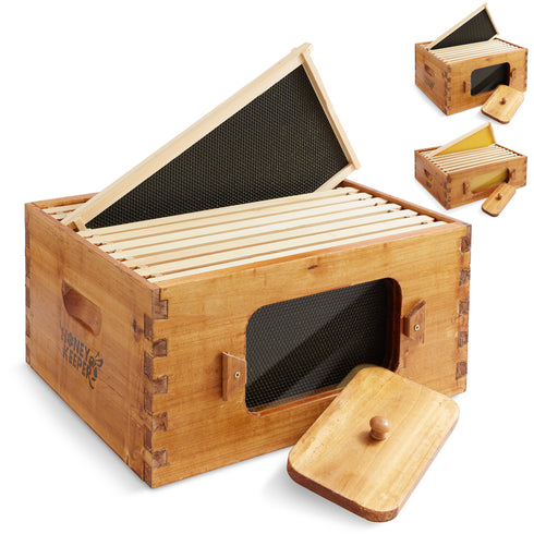 Brood Box with Win Dow - 100% Beeswax Coated Beehive Kit